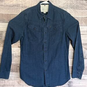 G-Star RAW Mens Pearl Snap Western Shirt Small Blue Chambray Cowboy Ranch